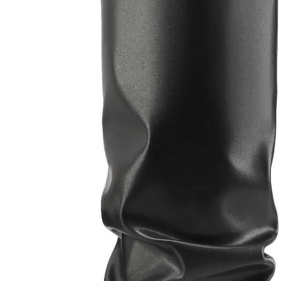Womens Knee High Boots Faux Leather 8.5 Inch Stiletto Heel Pointed Toe - Picture 1 of 9